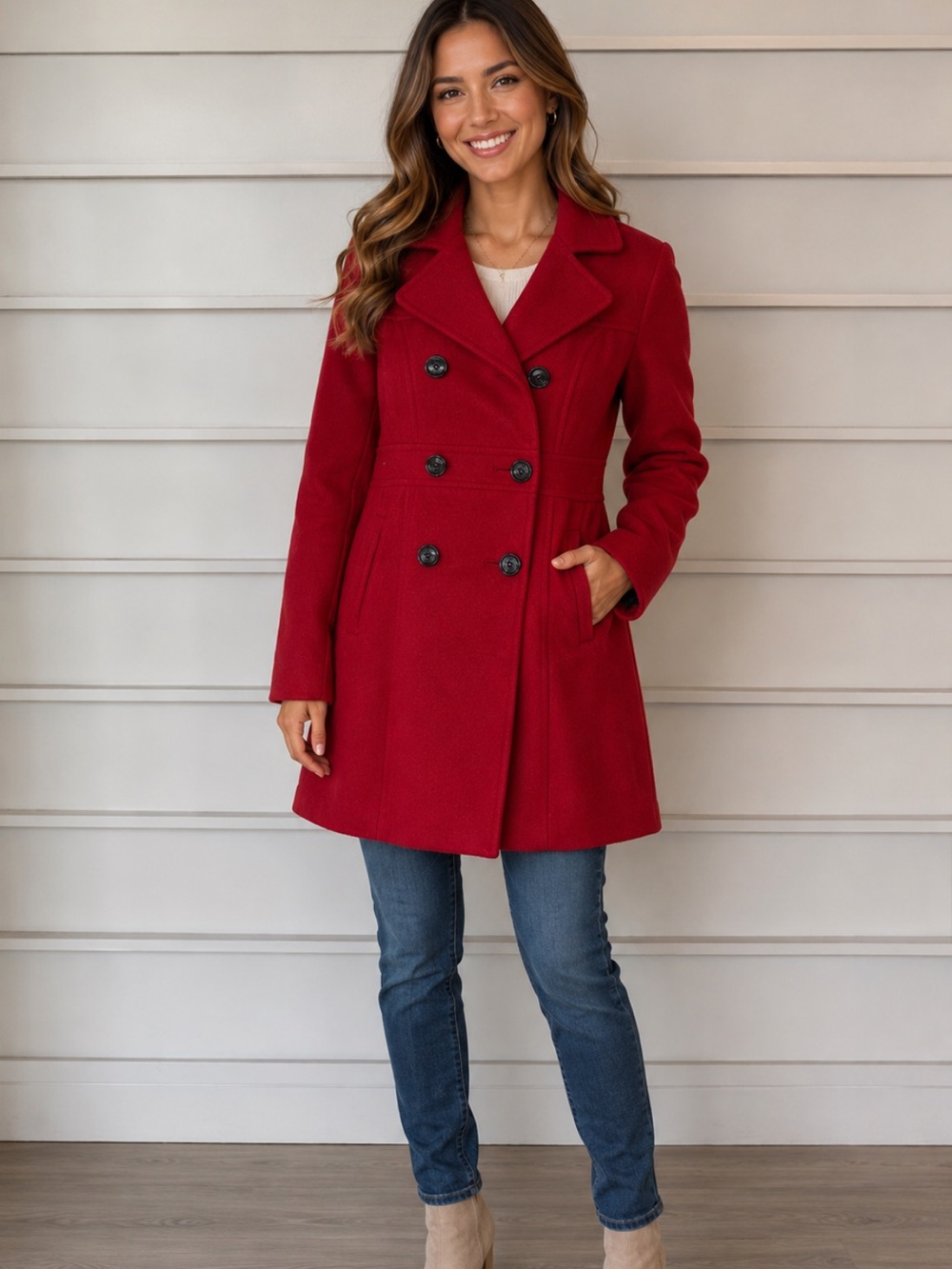 Giacca Vibrant Red Pea Coat